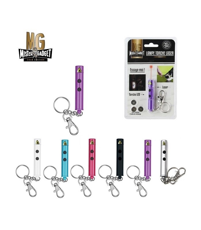 Porte-clés lampe torche et laser, rose
