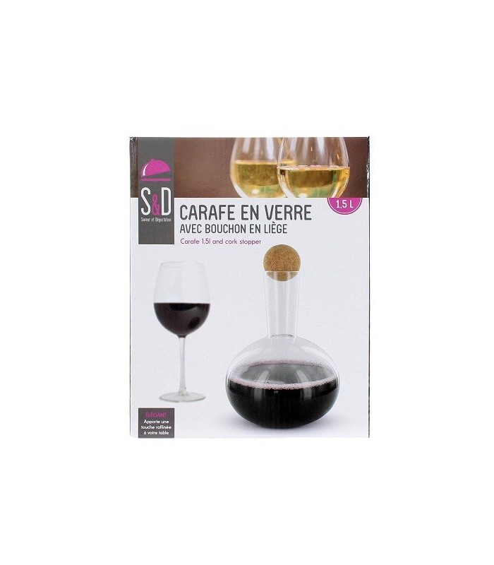 Carafe en verre 1,5L avec bouchon en liège