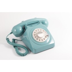 Téléphone vintage avec cadrant rotatif, bleu