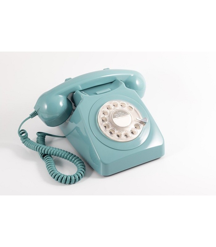 Téléphone vintage avec cadrant rotatif, bleu