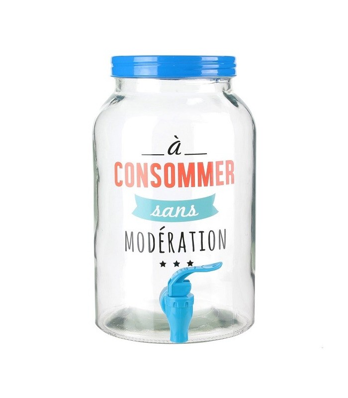 Fontaine à boisson 3,5L "Servez-vous et dégustez", bleu