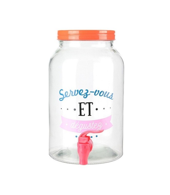 Fontaine à boisson 3,5L "A consommer sans modération", corail