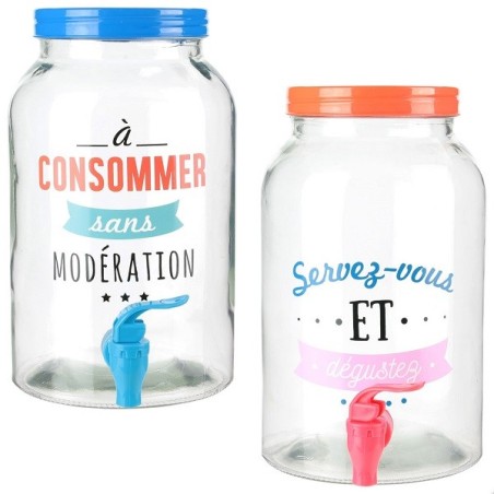 Fontaine à boisson 3,5L "Servez-vous et dégustez", bleu