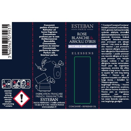 Concentré de parfum Rose Blanche et Absolu d'Iris, Esteban