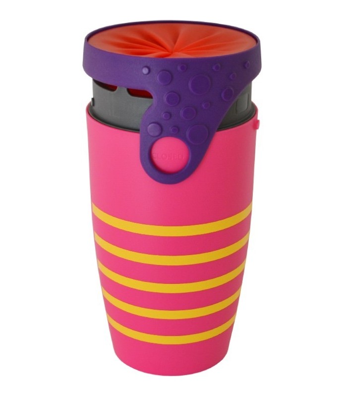 Mug étanche rose rayé jaune Twizz Ipanema - Néolid