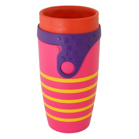 Mug étanche rose rayé jaune Twizz Ipanema - Néolid