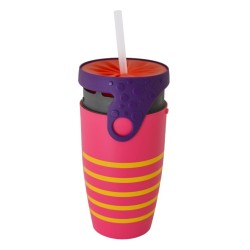 Mug étanche rose rayé jaune Twizz Ipanema - Néolid