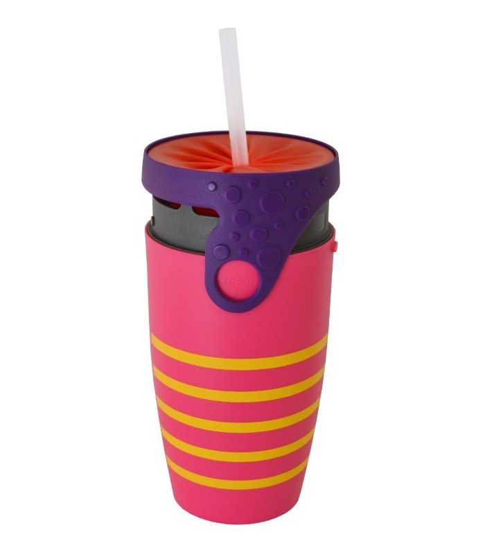 Mug étanche rose rayé jaune Twizz Ipanema - Néolid