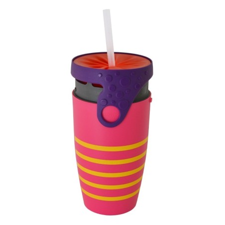 Mug étanche rose rayé jaune Twizz Ipanema - Néolid