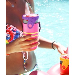 Mug étanche rose rayé jaune Twizz Ipanema - Néolid