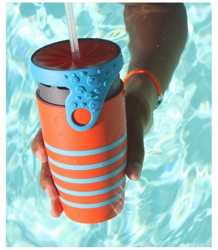 Mug étanche orange rayé bleu Twizz René - Néolid