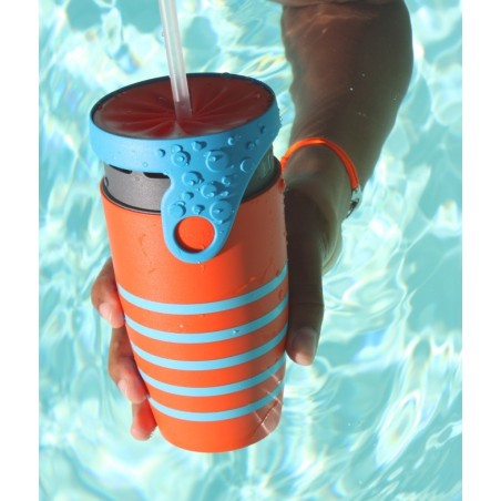 Mug étanche orange rayé bleu Twizz René - Néolid