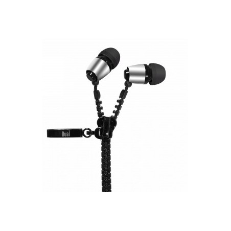 Écouteurs avec fermeture à glissière Dual, noir