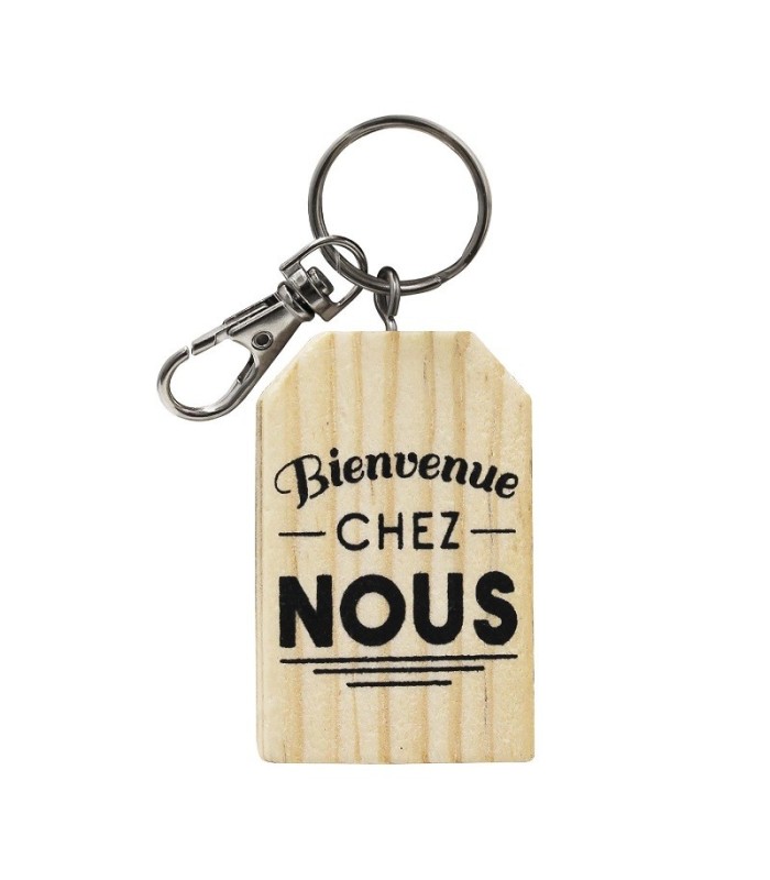 Porte-clés en bois "Bienvenue chez Nous"