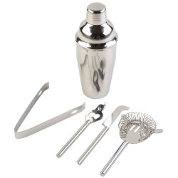 Coffret cocktail en inox 6 pièces, seau à vin