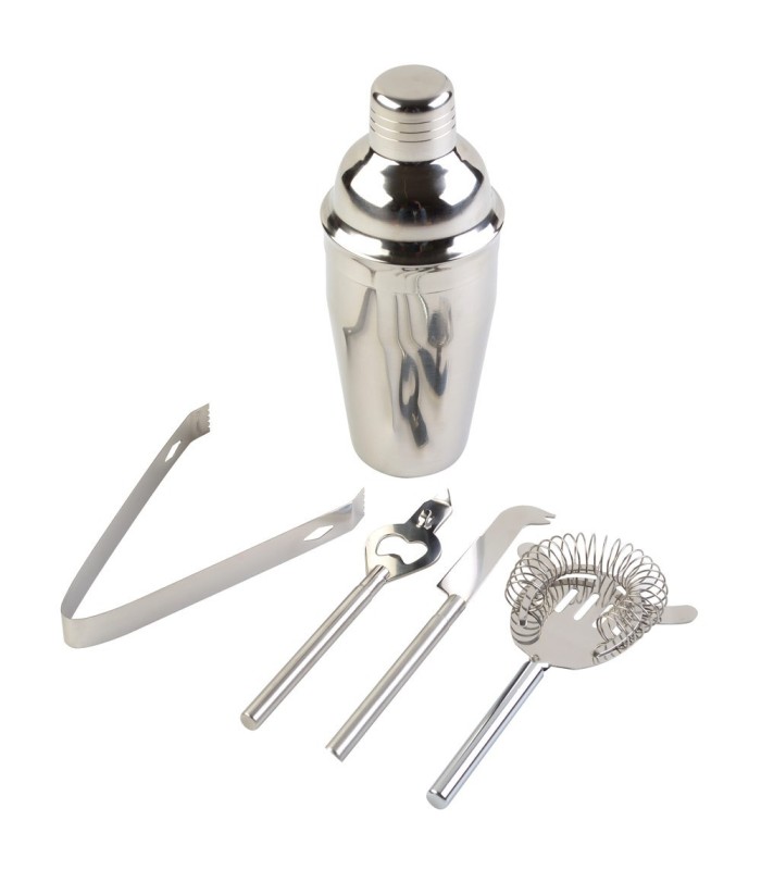 Coffret cocktail en inox 6 pièces, seau à vin