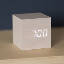 Réveil en bois Led blanc