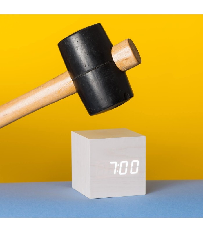 Réveil en bois Led blanc