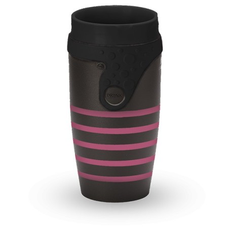 Mug étanche noir rayé rose Sonia