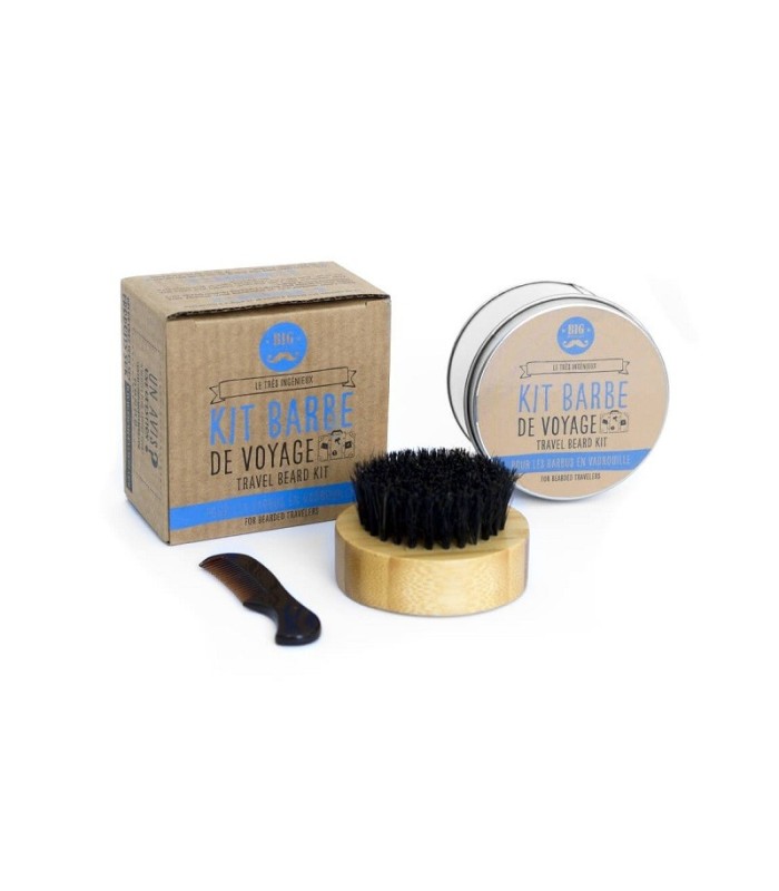 Coffret Barbe de Voyage, Peigne et Brosse à Barbe
