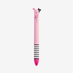 Stylo bille 2 couleurs Flamant Rose