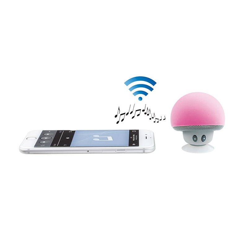 Mini haut-parleur Bluetooth rose look champignon