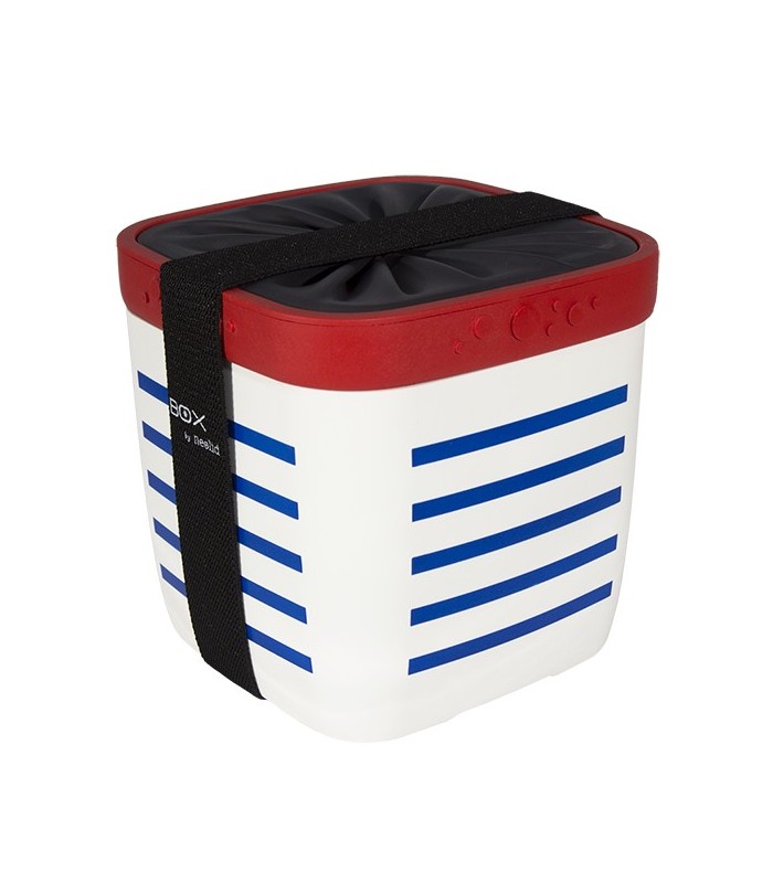 Lunch box blanc rayé bleu marcel