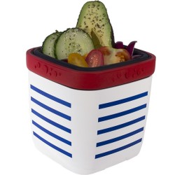 Lunch box blanc rayé bleu marcel