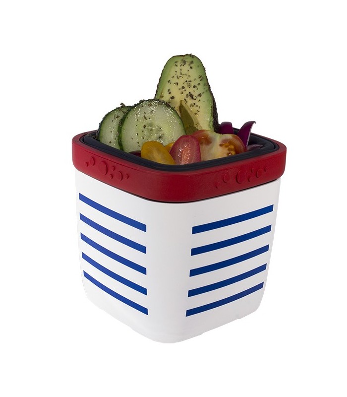 Lunch box blanc rayé bleu marcel