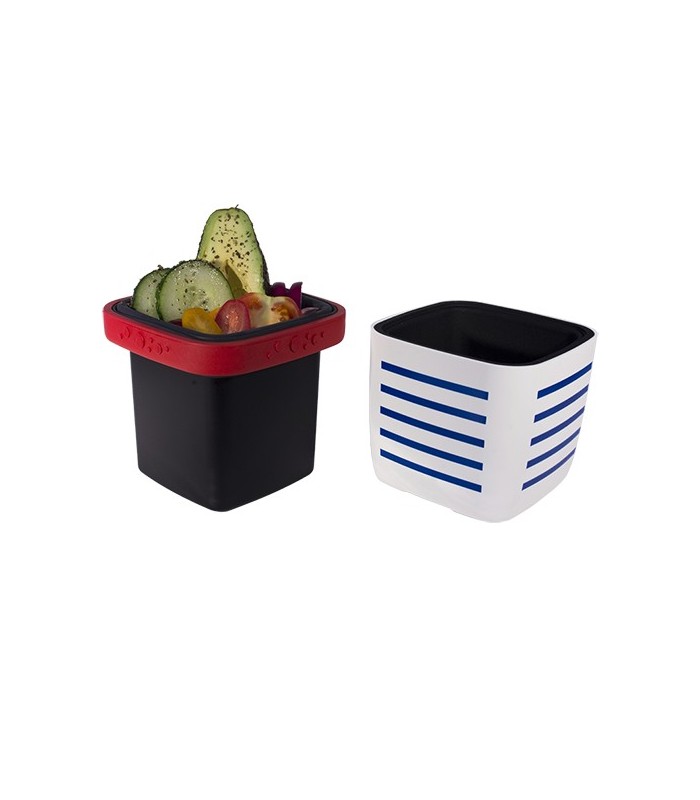 Lunch box blanc rayé bleu marcel