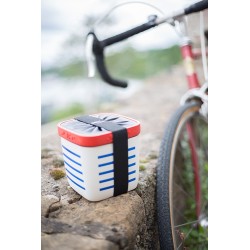 Lunch box blanc rayé bleu marcel