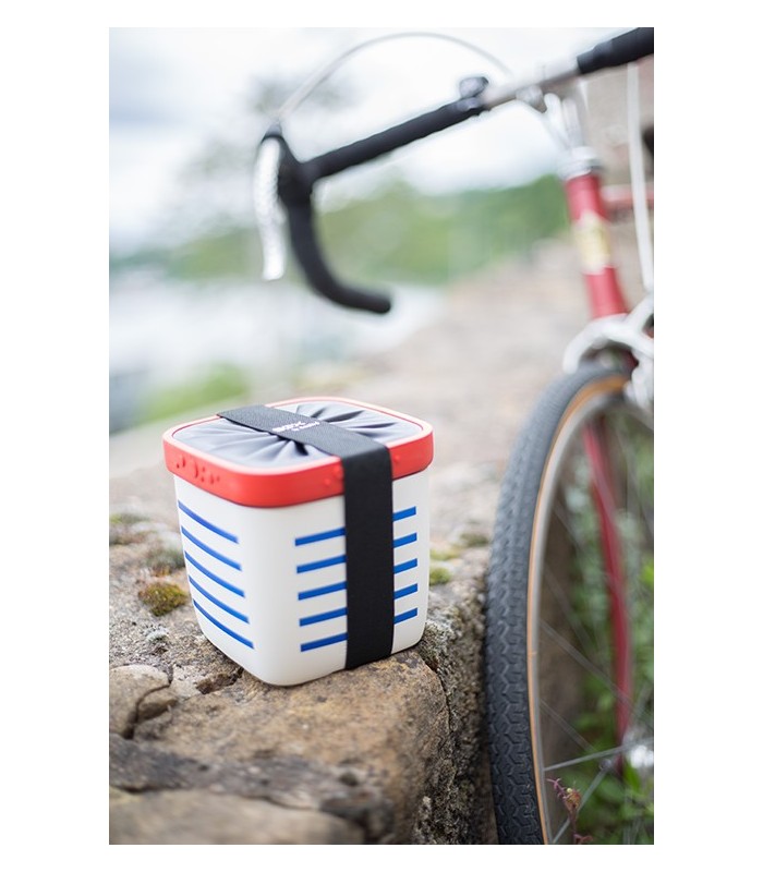 Lunch box blanc rayé bleu marcel