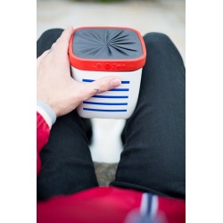 Lunch box blanc rayé bleu marcel