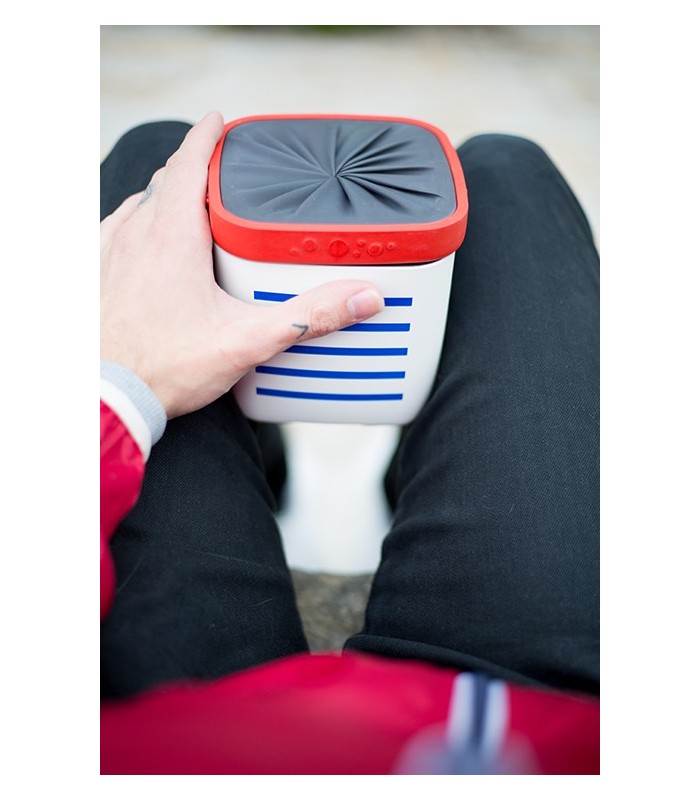 Lunch box blanc rayé bleu marcel