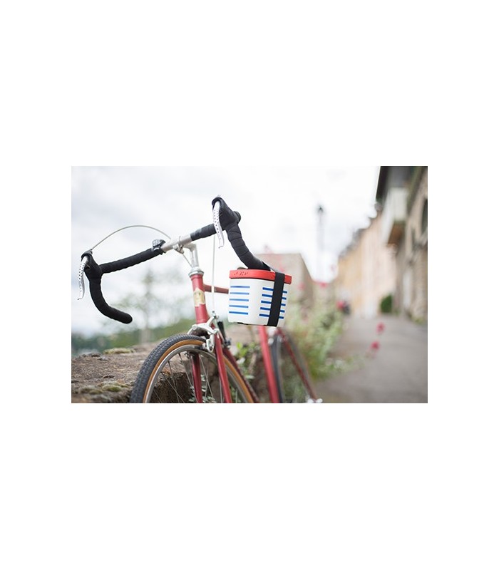 Lunch box blanc rayé bleu marcel