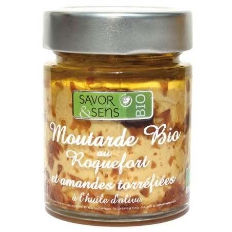 Moutarde bio au roquefort et amandes torréfiées