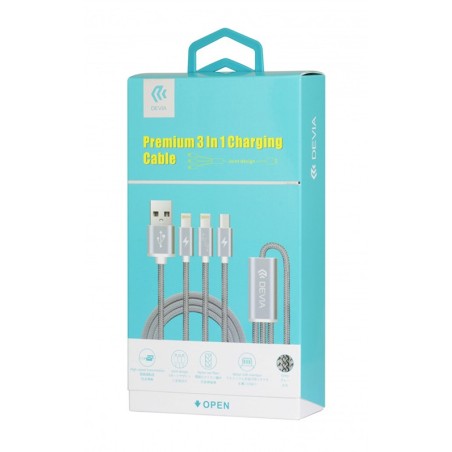 Câble premium 3 en 1 gris
