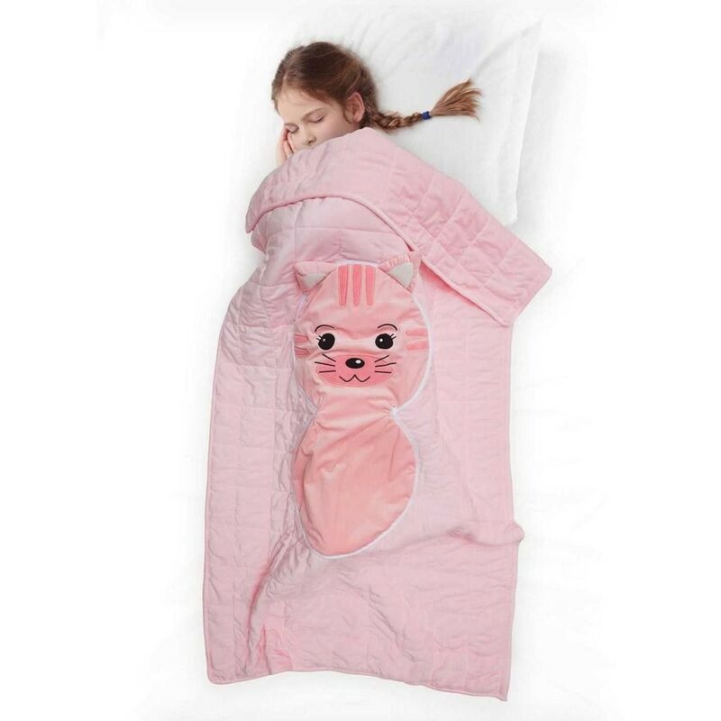 Couverture Plaid convertible Chat rose 110x150